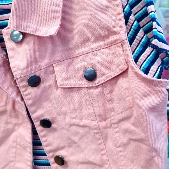 KNIT WORKS Denim Jean Jacket Stripe Dress 2pc Set NWT - Picture 6 of 9